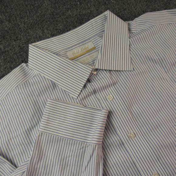 Roundtree & Yorke Other - Roundtree & Yorke Gold Label Dress Shirt Mens Big 19 34/35 Non Iron Twill Stripe